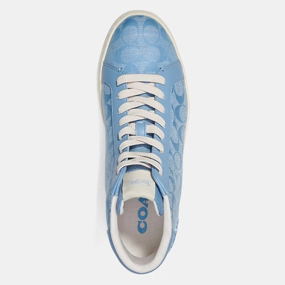 🥰 Coach Clip High Top Sneaker In Signature Chambray - Picture 4 of 12